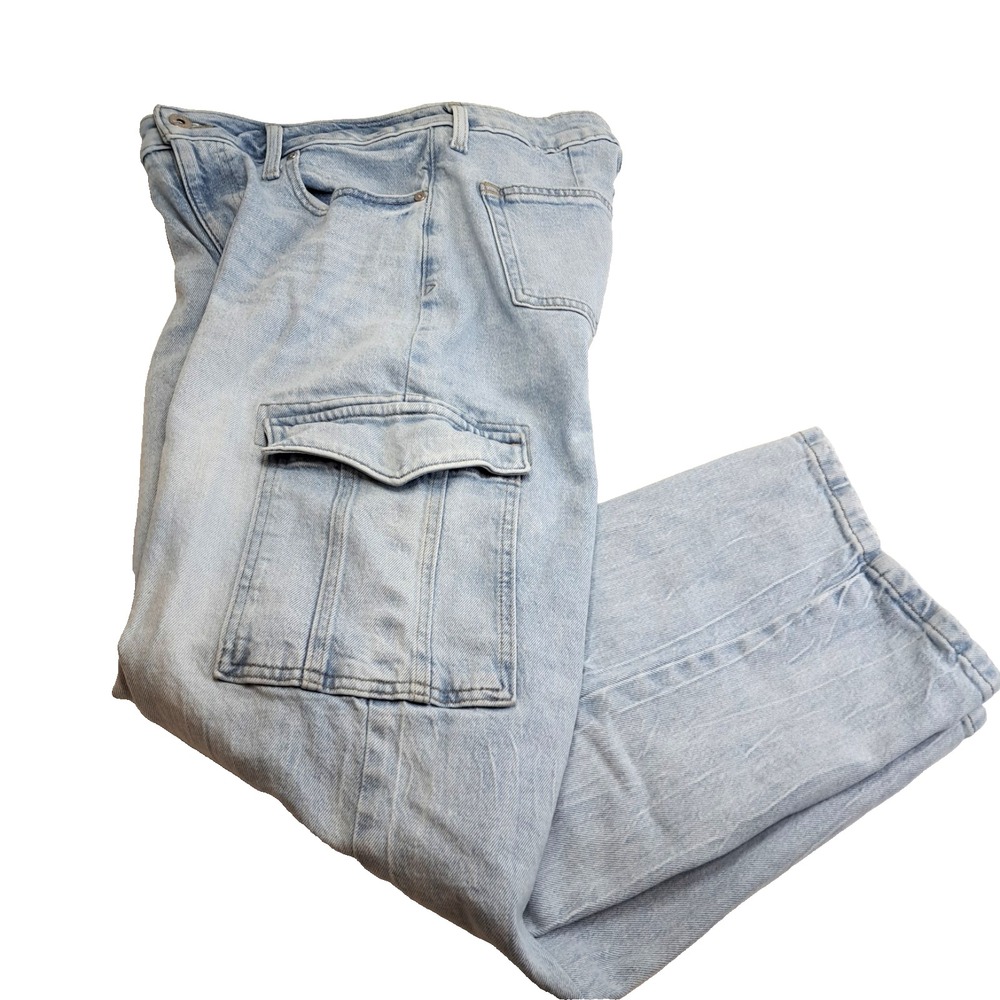Edgely Cargo Denim Jeans Womens 10 Bootcut Light Wash Blue Mid Rise Grunge 30x28